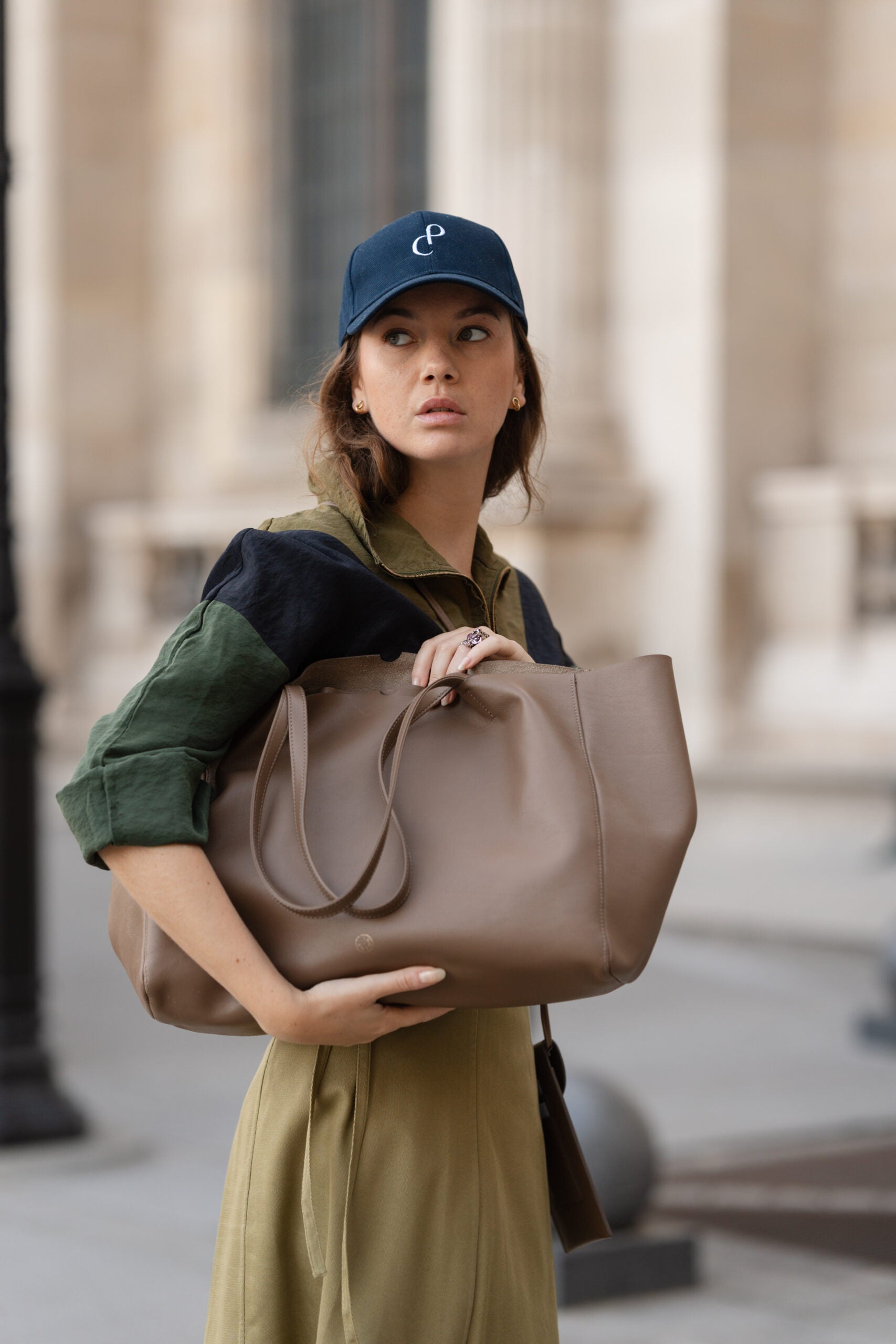 Cabas SOIE DE CUIR TAUPE