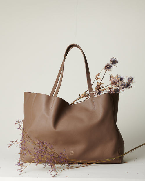 Cabas SOIE DE CUIR TAUPE