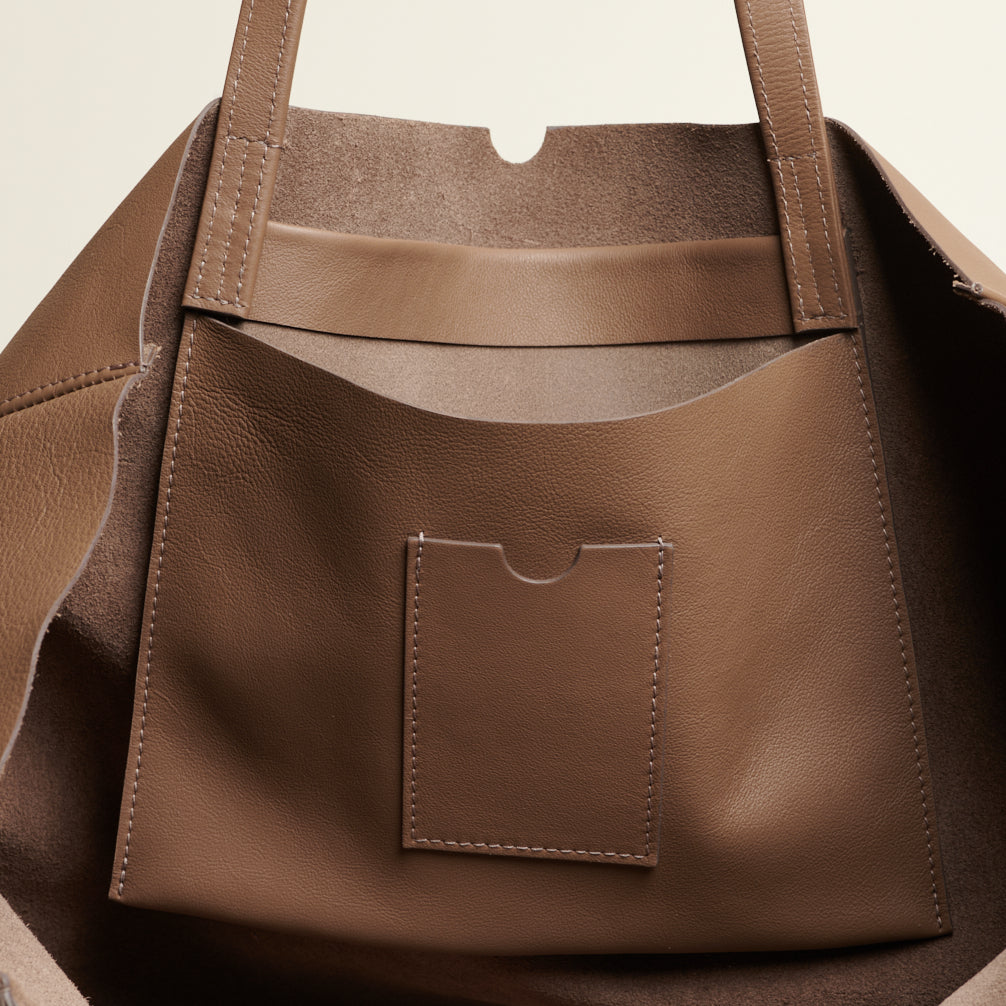 Cabas SOIE DE CUIR TAUPE